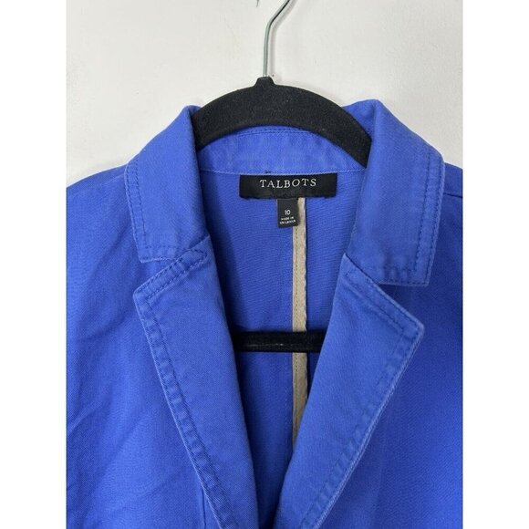 Talbots Womens Cotton Blue Blazer Jacket Single Breasted Long Sleeve Size 10 - Picture 4 of 11